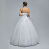 White Ball Gown Maxi Prom Evening Dress with Straps EN5305White Ball Gown Maxi Prom Evening Dress with Straps EN5305